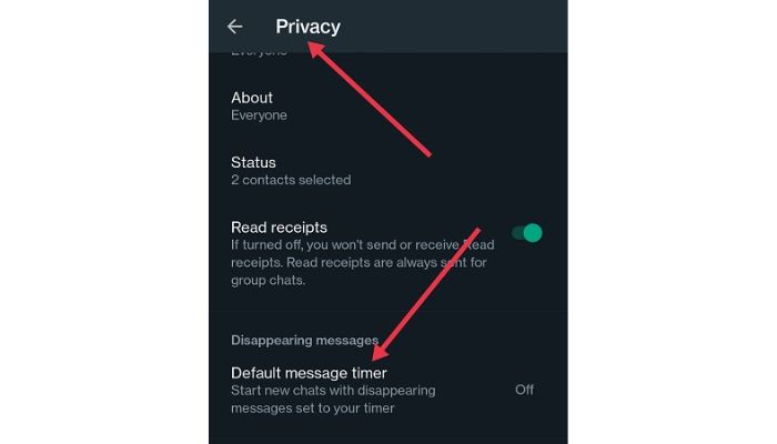 WhatsApp Default Message Timer