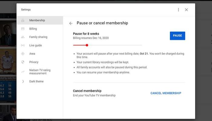 Youtube membership cancel or pause
