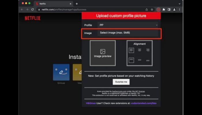 Upload custom profile picture-