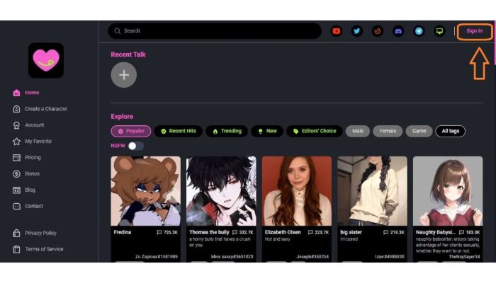 CrushOn-AI-homepage