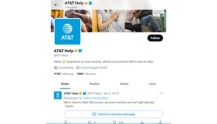 Social Media Handle of AT&T
