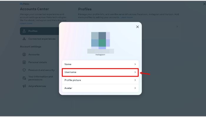 select the username